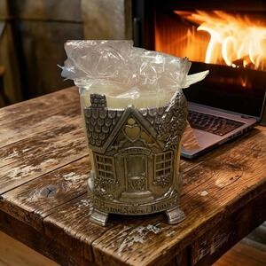 Claire Burke Peaches & Dreams Candle Home Sweet Home Metal Cottage Holder 15.8oz